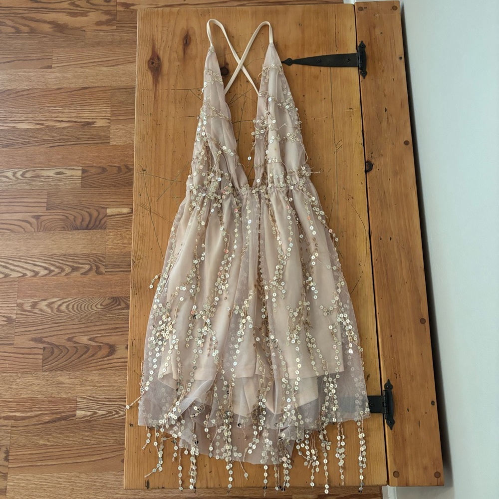 Sequin Embellished Halter Romper